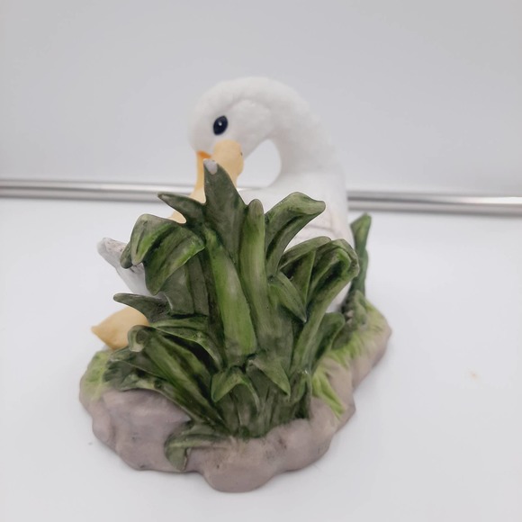 Vintage 1983 Enesco White Duck Mama & Baby Yellow Duckling Pond lily padFigurine - Picture 4 of 8
